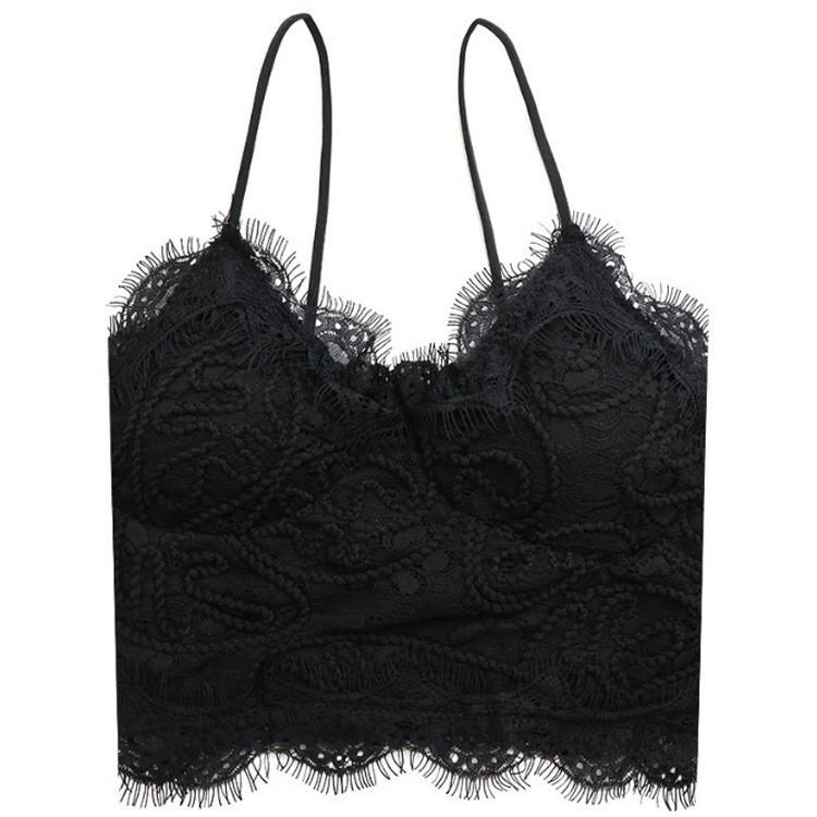 Integrated Backless Bra With Chest Cushion, Camisole, Chest Wrapped French Lace Bra