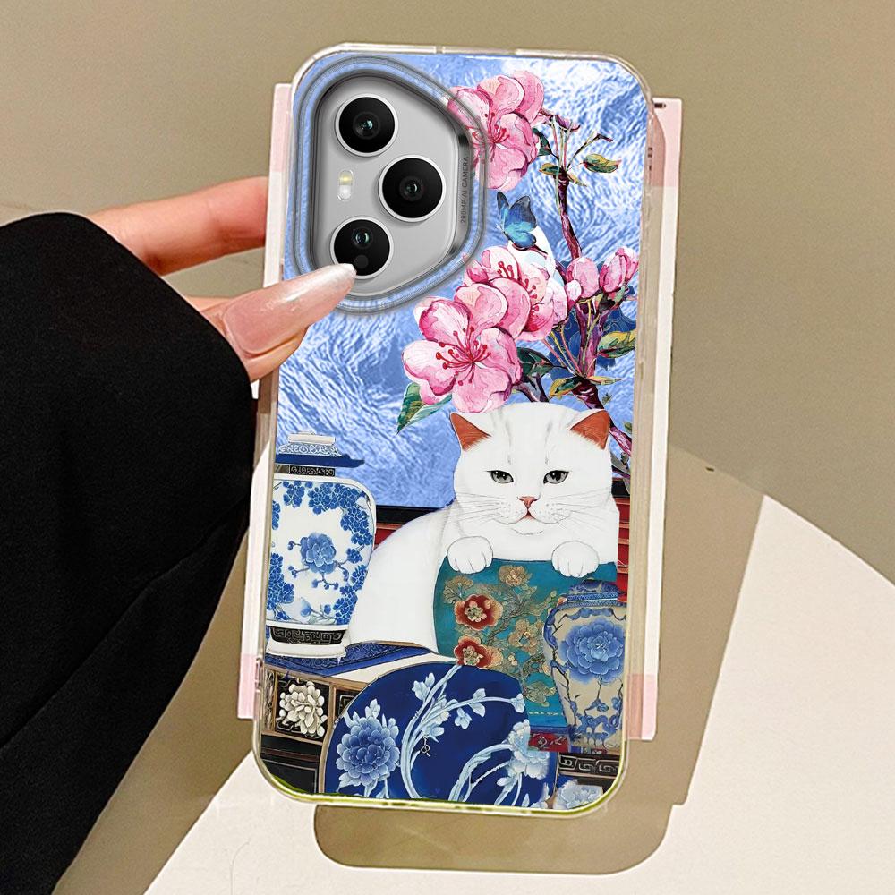 Retro Lucky Cute Cat Flower Phone Case for Honor 400 200 90 Smart Pro Magic7 6 5 70 Lite X9a X9c X9b X8b X8a X8c X7c X6c Cover