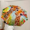 1pc Giraffe Floral Garden Umbrella with Plastic Handle,Suitable for All Seasons Home Travel Outdoor UmbrellaDD308