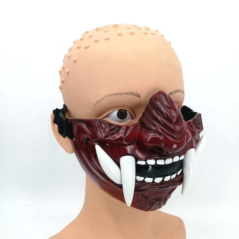 Halloween Red Prajna Mask cosplay Japanese-style half-face Hannya mask for parties and events
