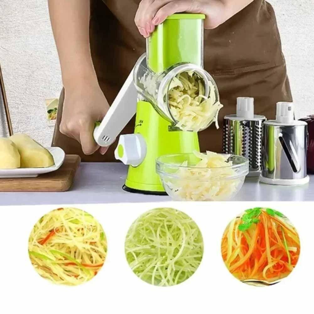 3 Vassa Trummor Manuell Roterande Grönsaksskärare Rostfritt Stål Kökshackare Ostrivare