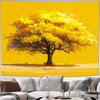 2D Bright Yellow Fall Tree Tapestry Modern Art Golden Tree Wall Decor Cloth for Home & Bedroom