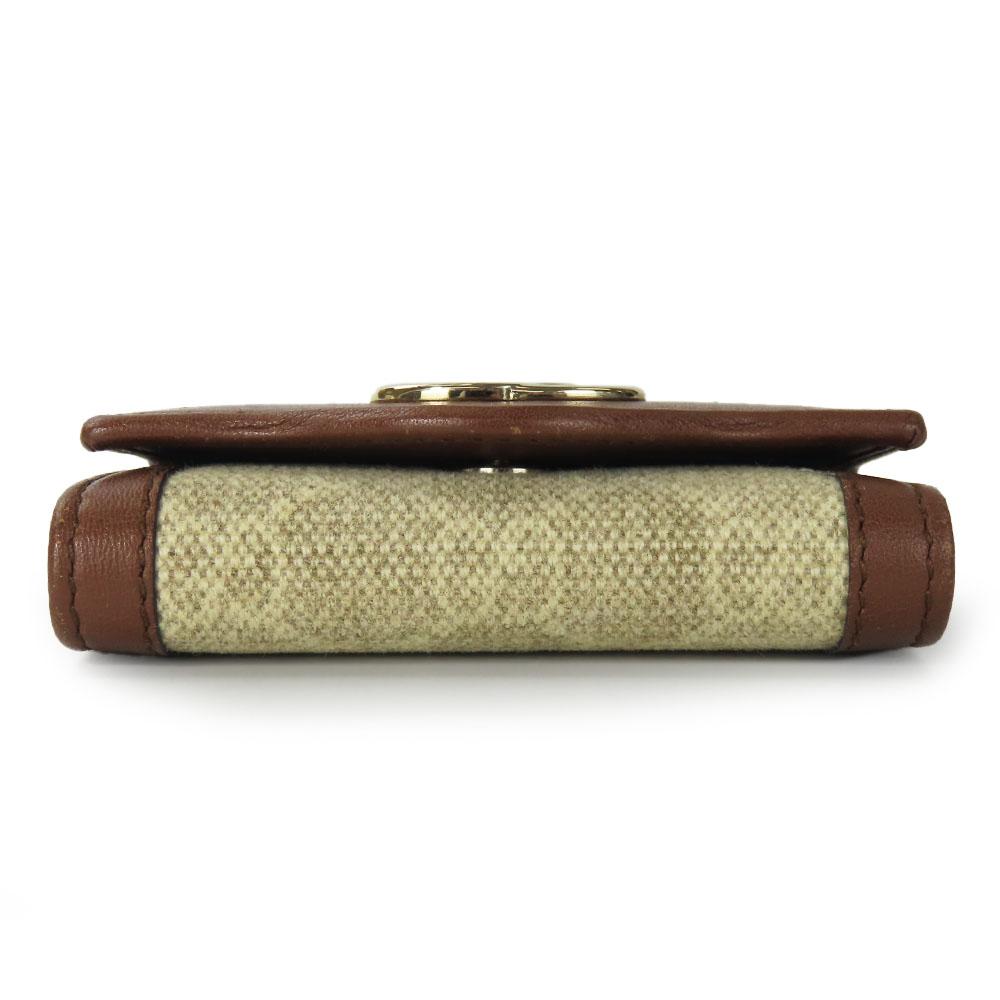 Used GUCCI Key holder  282432 Interlocking six hooks GG canvas/Calfskin beige Brown Accessories