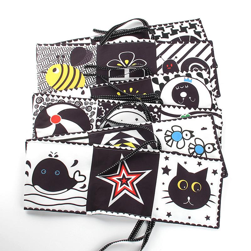 Early Education Educational Cloth Book Toys Children'S Bed Circumference Pendant Cognitive Shape Animal Double Sided Black And White Baby Cloth Book