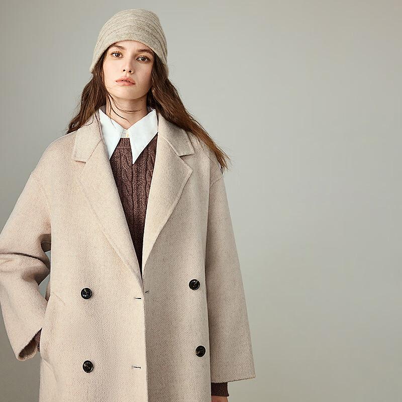 Chuyu Women's 2025 Winter Camel Wool Blend Mid-Length Coat