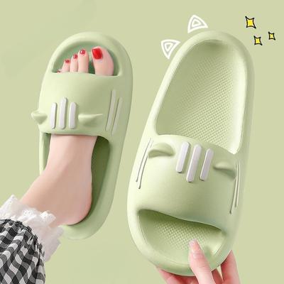 Fashion Summer Cute Junior Sandals Animal Green Woman Slippers Kawaii Shoes for Women 2024 Thick Platform Slides Comfortable and Elegan