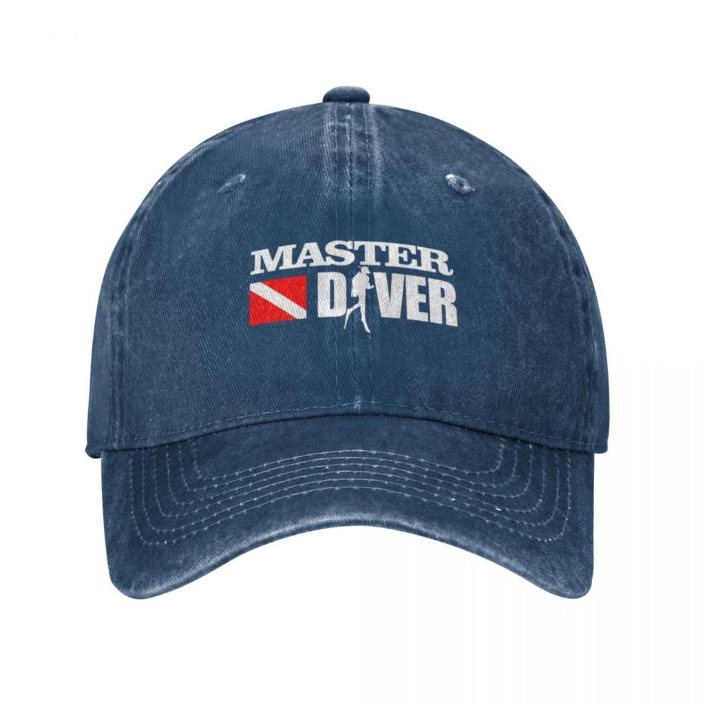 Diving Master Diver We Play In Deep End Adult Retro Denim Washed Baseball Caps Male Cowboy Street Tide Hat Hiking Peaked Cap