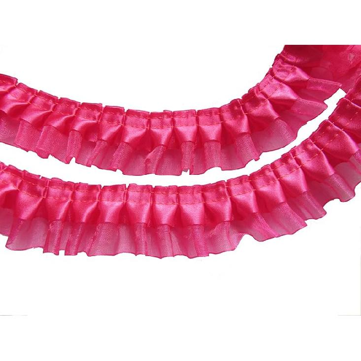 YYCRAFT Pack of 5y Two Tone Satin Organza Lace Edge Trim 1.5" Wedding Ribbon Sewing (Royal)