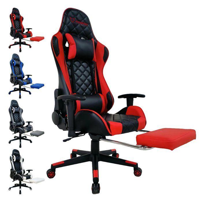 Fauteuil de bureau - FOXSPORT - Réglable - Repose-pieds - Cuir Rouge