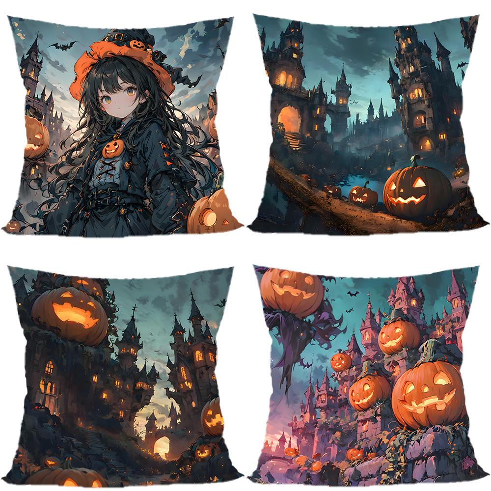 Halloween Pillowcase Pumpkin Skull Funny Ghost Cushion Cover Sofa Living Room Decoration Pillow