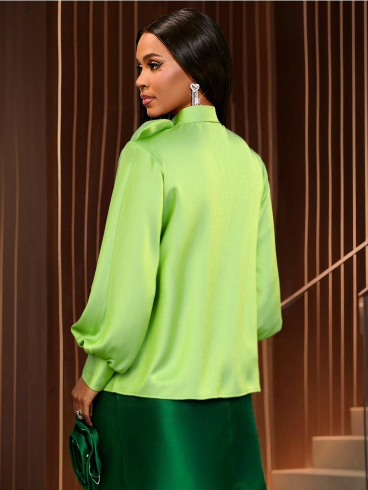 Camisas Brillantes Elegantes para Mujer Cuello Vuelto Manga Larga Abullonada Flores 3D Botones Moda Tops de Fiesta Femenino Ocasión Evento de Cumpleaños Nuevo