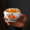 999 Pure Silver Master White Porcelain Hand-painted Underglaze Color Gold-plated Single Cup Kung Fu Tea S
