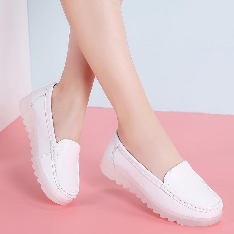 

Alliance Messenger Women s White Leather Flat Casual Shoes 34