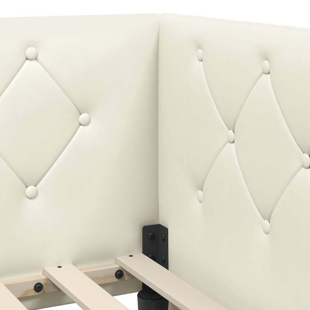 Corner Bed Frame Cream 80 X 200 Cm Velvet