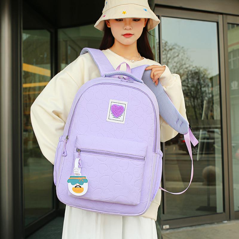 Student Schoolbag Large Capacity Female Backpack Solid Color Travel Backpack