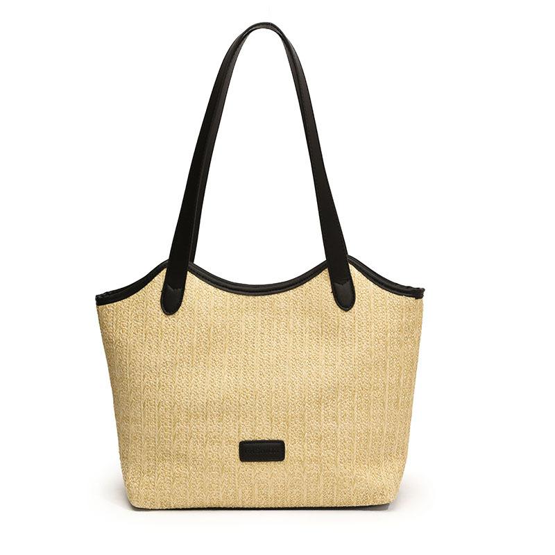 2025 New Summer Bag Large Capacity Seaside Vacation Leisure Straw Bag Niche Woven Shoulder Tote Bag