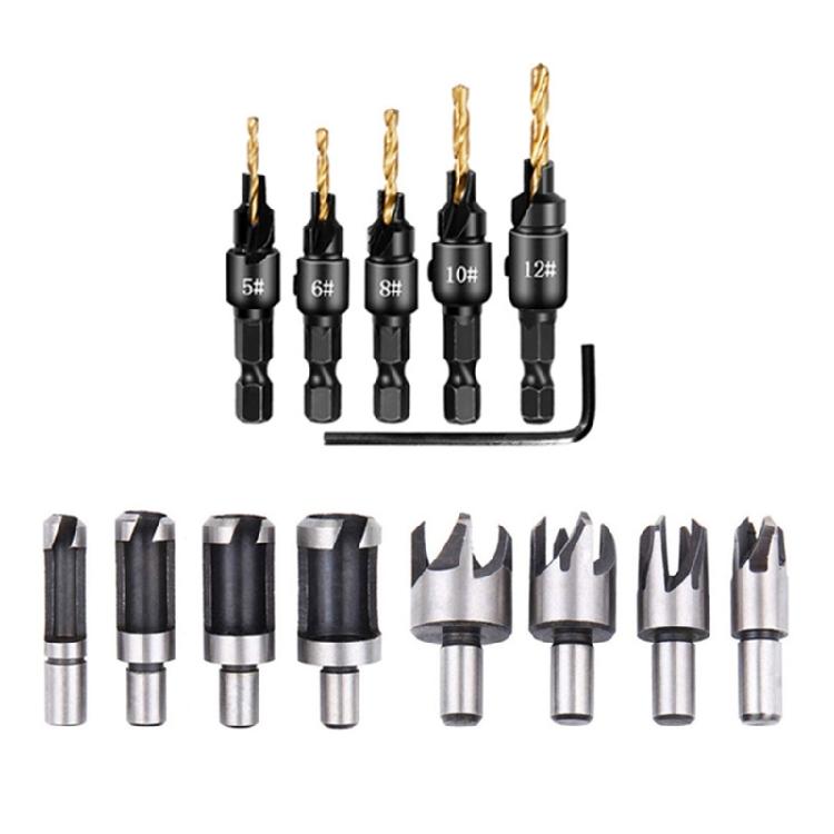 Professional Wood Plug Cutter Drill Cutting Tool Drill Bit Set Straight And Tapered Taper Woodworking Cork Drill Bit