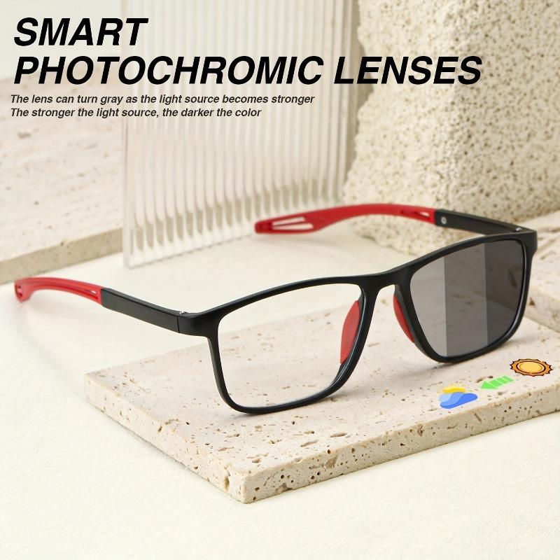 4 Pairs of Rectangular Pochromic Reading Glasses Simple and Fashionable Suitable for Men and Women