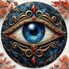 Gold Navy Evil Eye Hamsa Metal Wall Art Handcrafted Aluminum Sign Home Office Meditation Decor