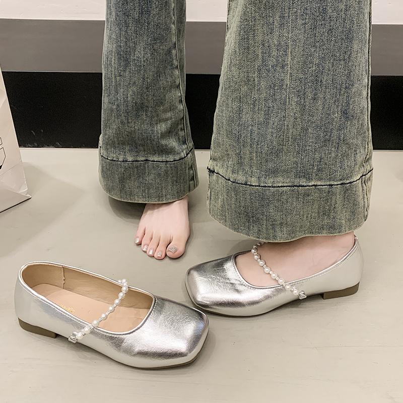 Fashion Square Toe Shoes Woman Flats Modis Dress Summer New 2025 Mary Janes Shoes Woman 2025 Modis Square Toe Female Footwear New Cute S