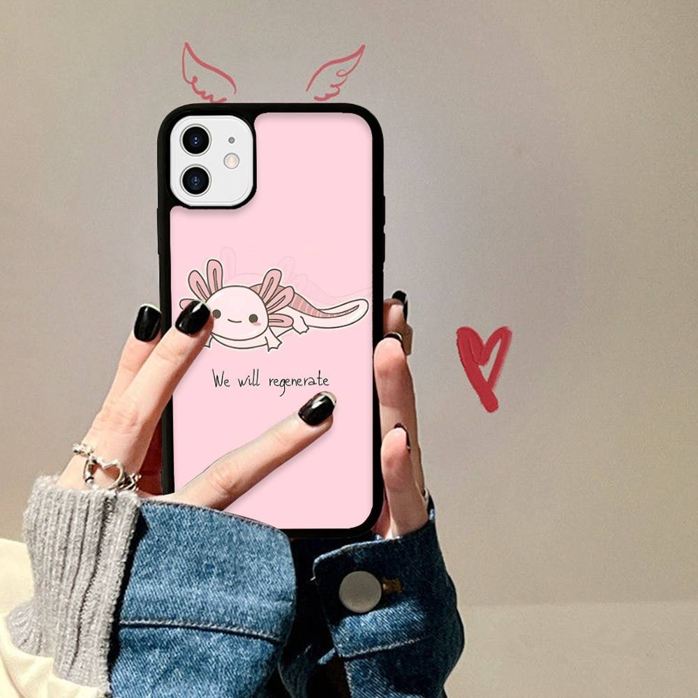 

Cartoon Axolotl Cute Phone Case For IPhone 17 Pro 16 Plus 16 Pro Max 15 14 13 12 11 PC+TPU Back Cover iPhone 12