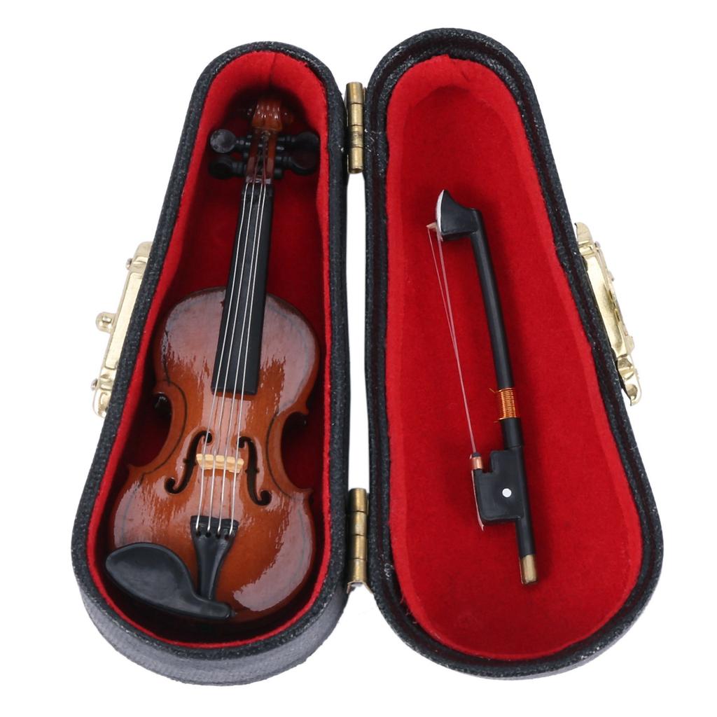 2X Gifts Violin Music Instrument Miniature Replica With Case, 8X3cm