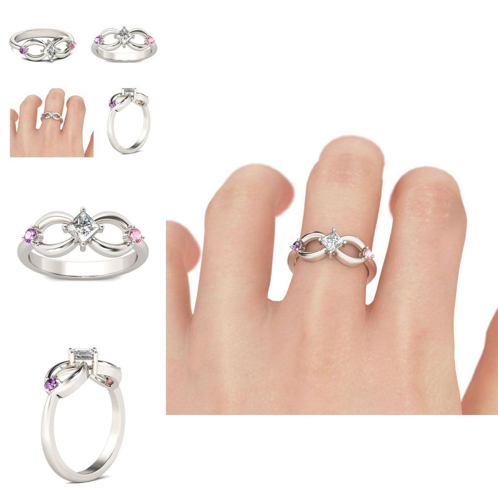 Bague Élégante Mode Plaqué Argent Avec Strass Alliage Design Infini