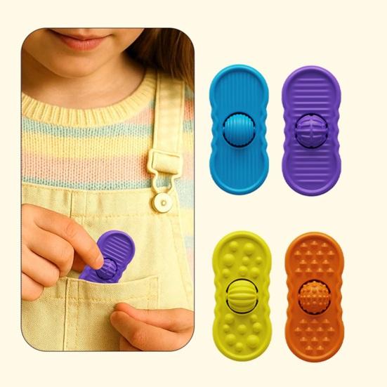 4Pcs/Set Silicone Fidget Slider Sensory Toy Focus Aid Anxiety Stress Relief Textured Slider Toy Decompression Rolling Ball Slider Toy