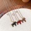 Zinc Zinc Alloy Horse Pendant Necklaces Funny Zodiac Animal Necklaces Beads Chain Chokers  for Women
