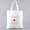 Fashion Shopping Bag Handbag Commuter Casual Shoulder Bag Reusable Canvas Bag White Cartoon Teacher Pattern Printing Tote Bag