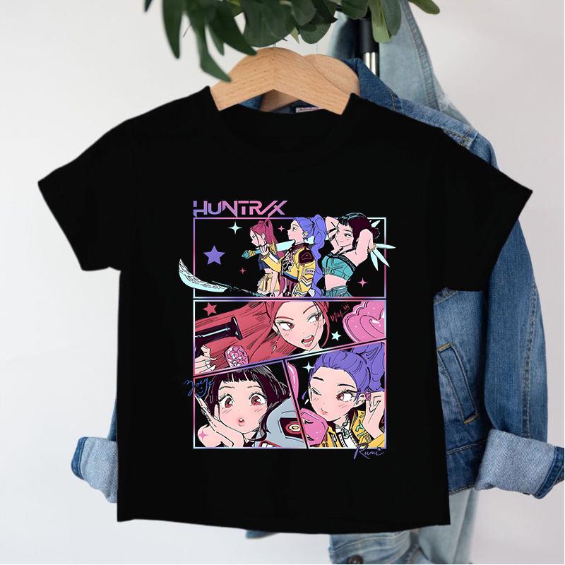 New KPop Demon Hunters Saja Boys Cartoon Boys T-shirt Round Neck Print Fashion Casual Top Children's T-shirt Kids Clothing