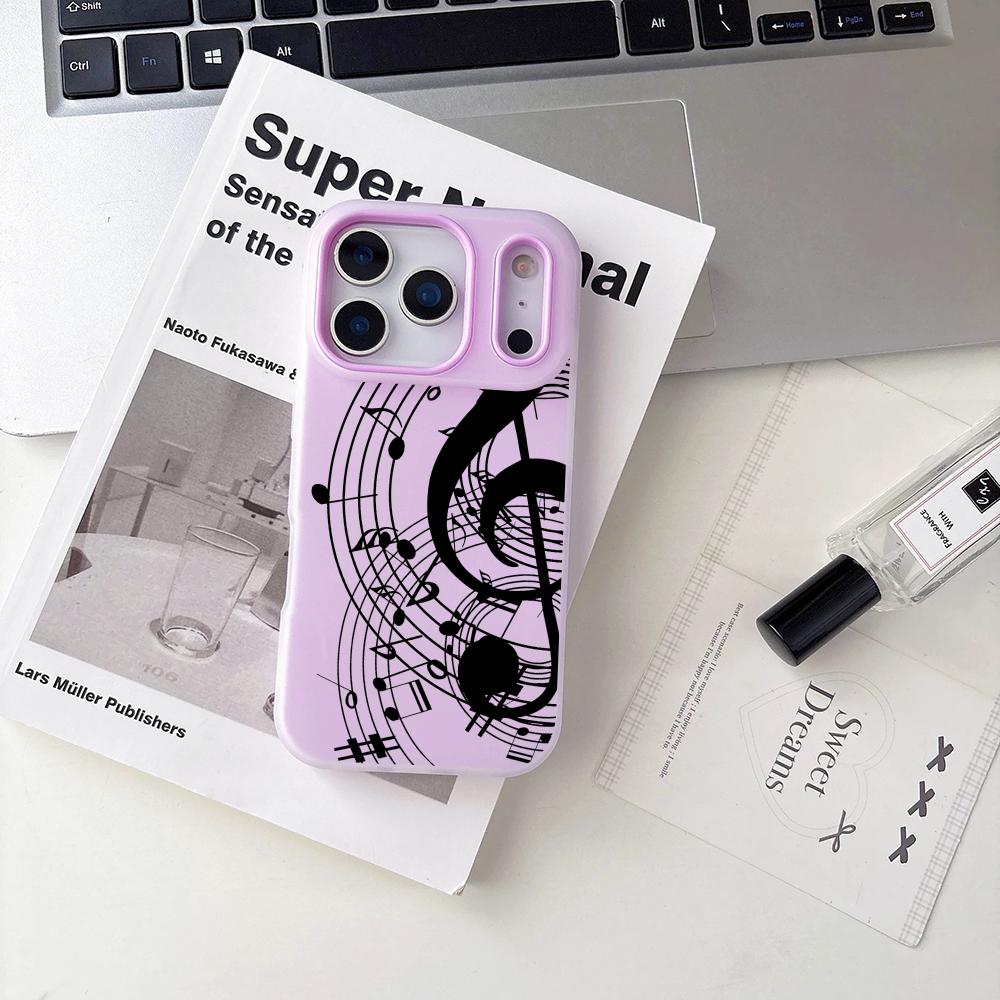 INS Trendy Musical Notes Phone Case For iPhone 17 16 15 14 13 12 11 Pro Max Plus Mini Case Clear Jelly Shockproof Soft Cover