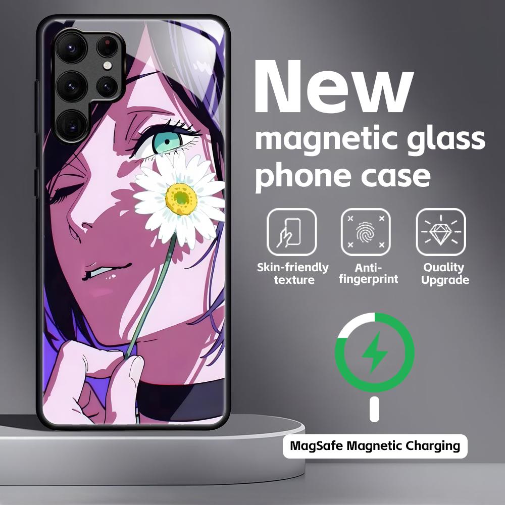 Anime Chainsaw Man  Phone Case For Samsung S25 S24 S23 S22 S21 S20 Plus Ultra Note20 Glass Magnetic Case