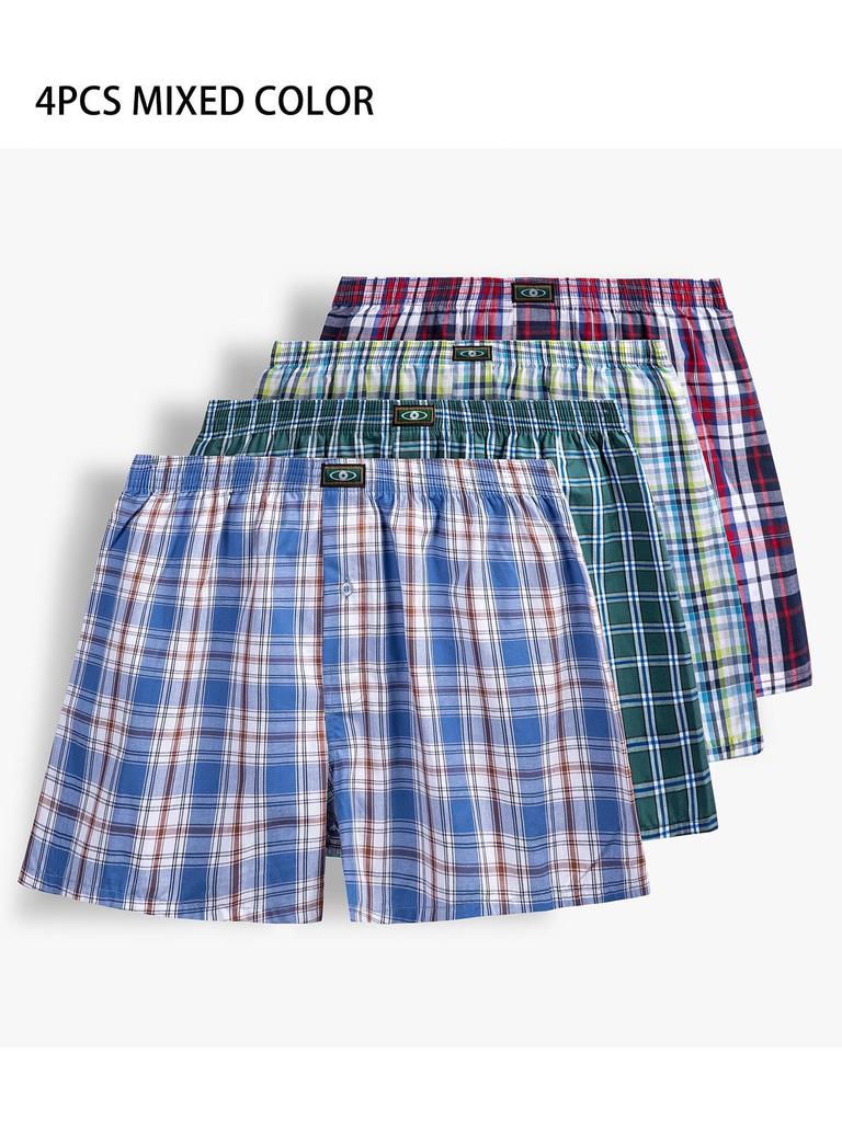 Men's Pure Cotton Boxer Briefs - 4 Pack (US Size)