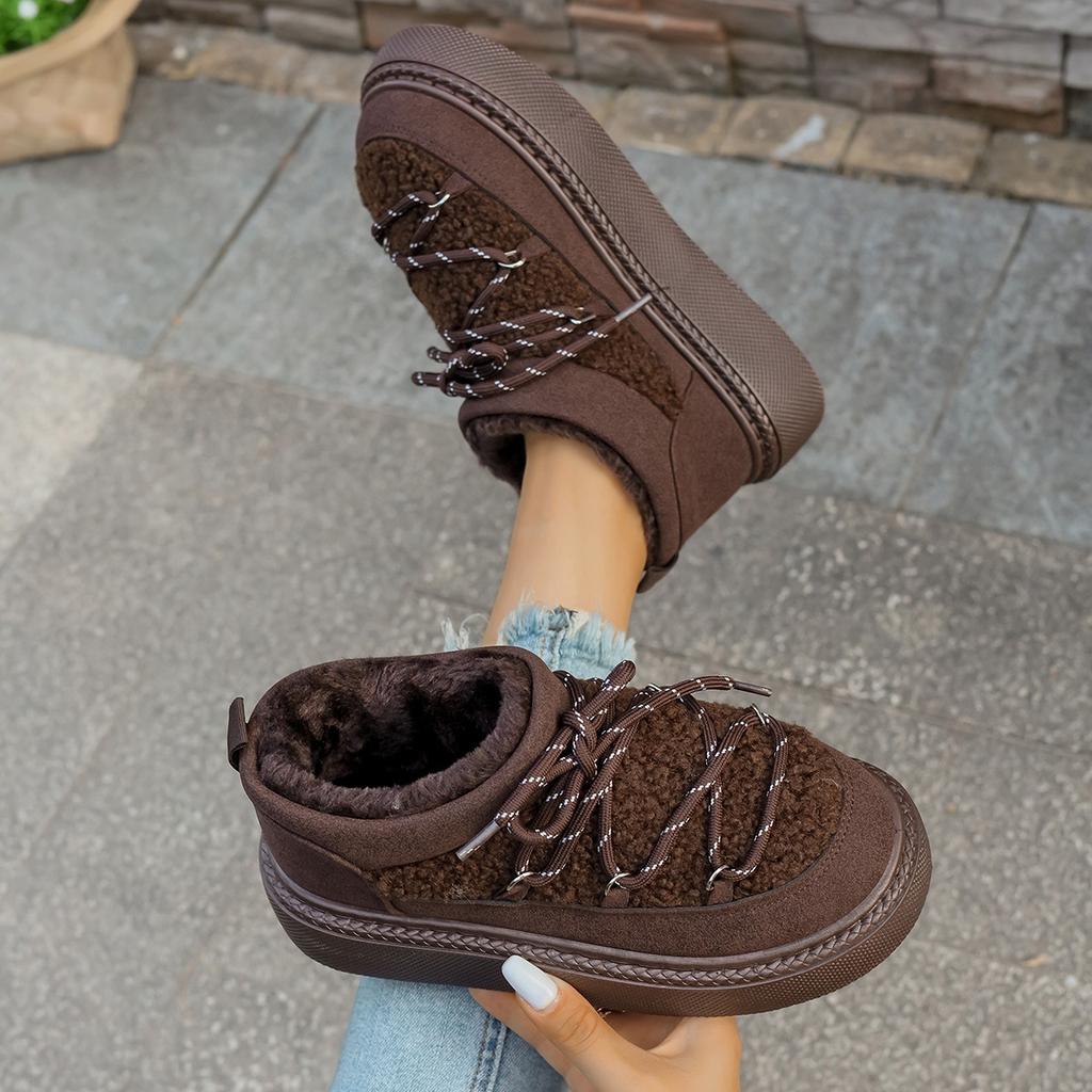 Thick-soled Cross-strap 2025 Autumn/winter New Fashion Fleece Thickened Warm Short One-legged Elastic Cotton Shoes
