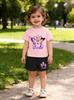 Summer Suit for Girl Fashion K-Pop Cartoon Girl Print Kids Set Outdoor Casual Streetwear Short Sleeves Teen Girl Clothes Suit