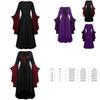 Costume da Strega Gotica Vintage Cosplay Abito Elegante Retrò Manica Lunga Fantasia Teschio Ampia Gonna Svasata