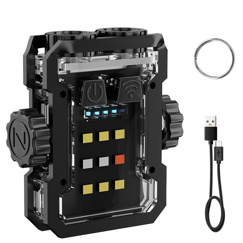 BORUiT Mini Flashlight Keychain EDC 360° Rotation Type-C Rechargrable Torch Waterproof Tiki Camping Lamp with Uv Light