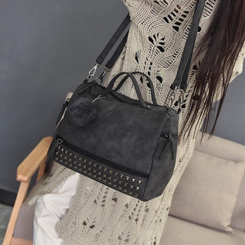 Chic And Spacious Casual Women Large Capacity Solid Rivet Shoulder Messenger Crossbody Bags