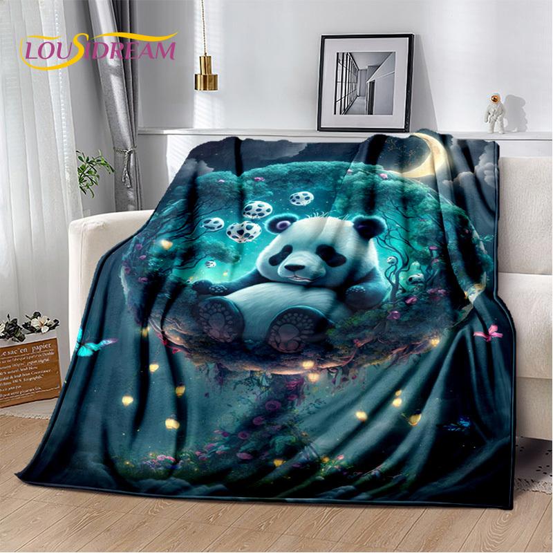 3D Dream Animal Cartoon Panda Cute Blanket,Soft Throw Blanket for Home Bedroom Bed Sofa Picnic Travel Office Cover Child Gift
