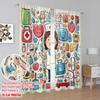 2pcs,2D plane printing Curtain Fabric Vibrant Medical Versatile Durable Polyester (without rod) Gifts Use for Bedroom, Living