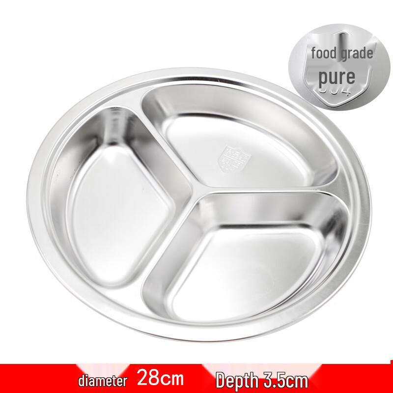 Molona Stainless Steel 3-Compartment Round Lunch Tray
