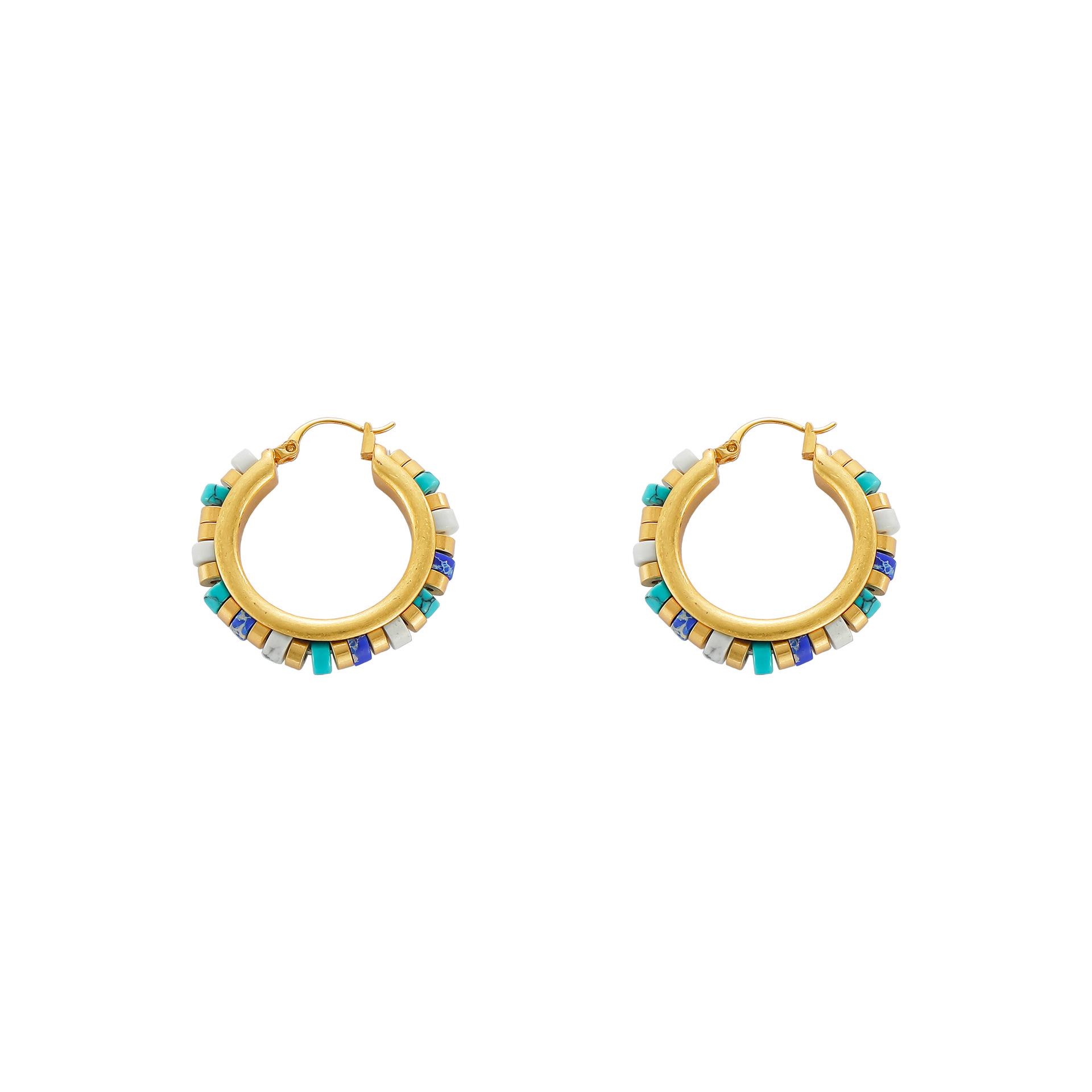 European Bohemian Resort Style Colorful Beaded Stud Earrings