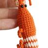 Crochet Wool Shrimp Keychain Pendant Handcrafted Cartoon Design Animal Keyring