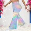 Women High Waist Large Size Printed Full Length Flared Pants