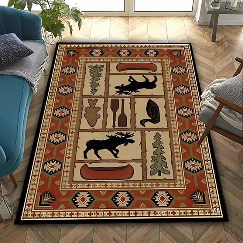 American Country Vintage Style Art Carpet Living Room Bedroom Sofa Large Area Decorative Mat Kids Play Soft Non-slip Rugs Gift