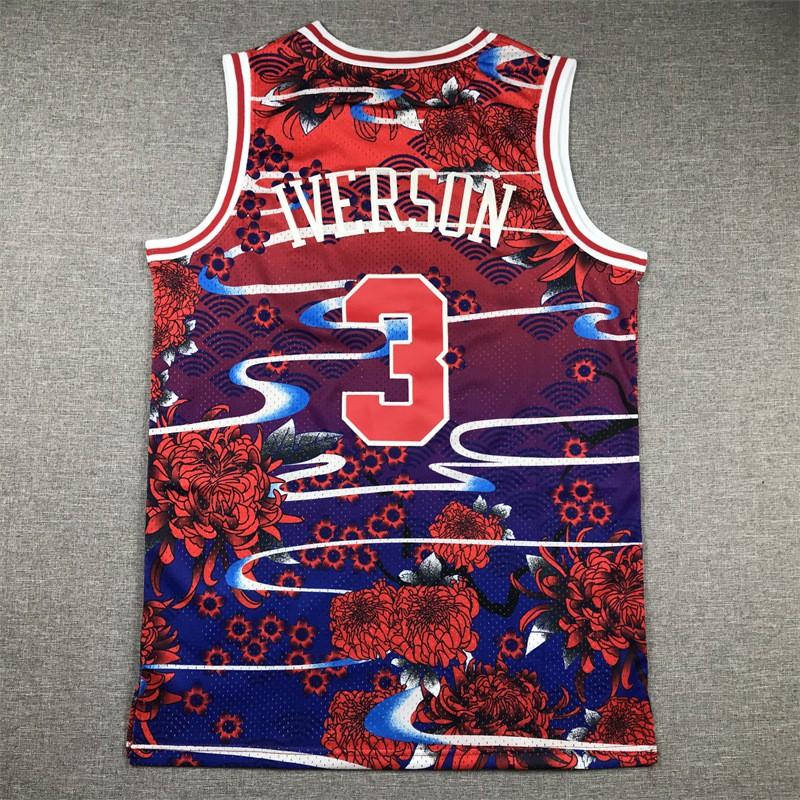 Basketball Jersey Mens Iverson 76ers No.3 Rabbit Embroidered Sports Uniform Team Wear