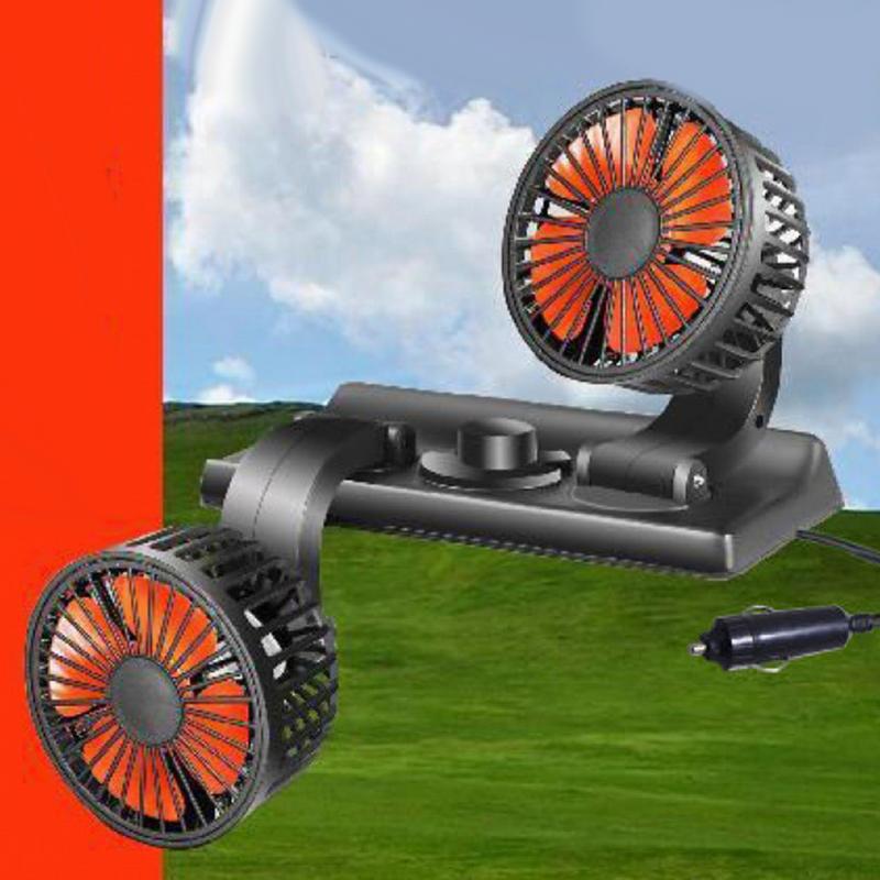 Electric Fan For Car Double Head Vehicle Dashboard Cooler Multifunctional Double Head Car Cooling Fan For Dashboard And Back