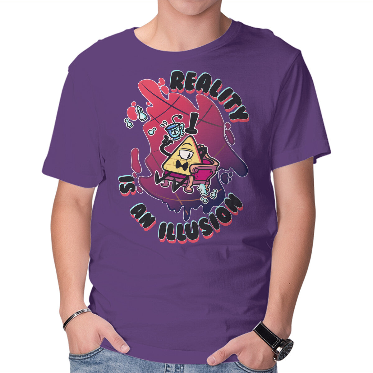 Unisex Crew Neck T-Shirt Reality Is An Illusion Graphic Short Sleeve Casual Tee XL
