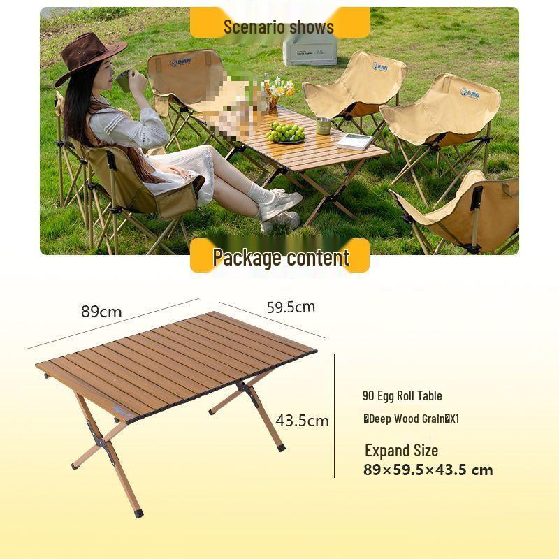 Tragbares faltbares Campingtisch- und Mondstuhlsset mit aufrollbarem Tisch
